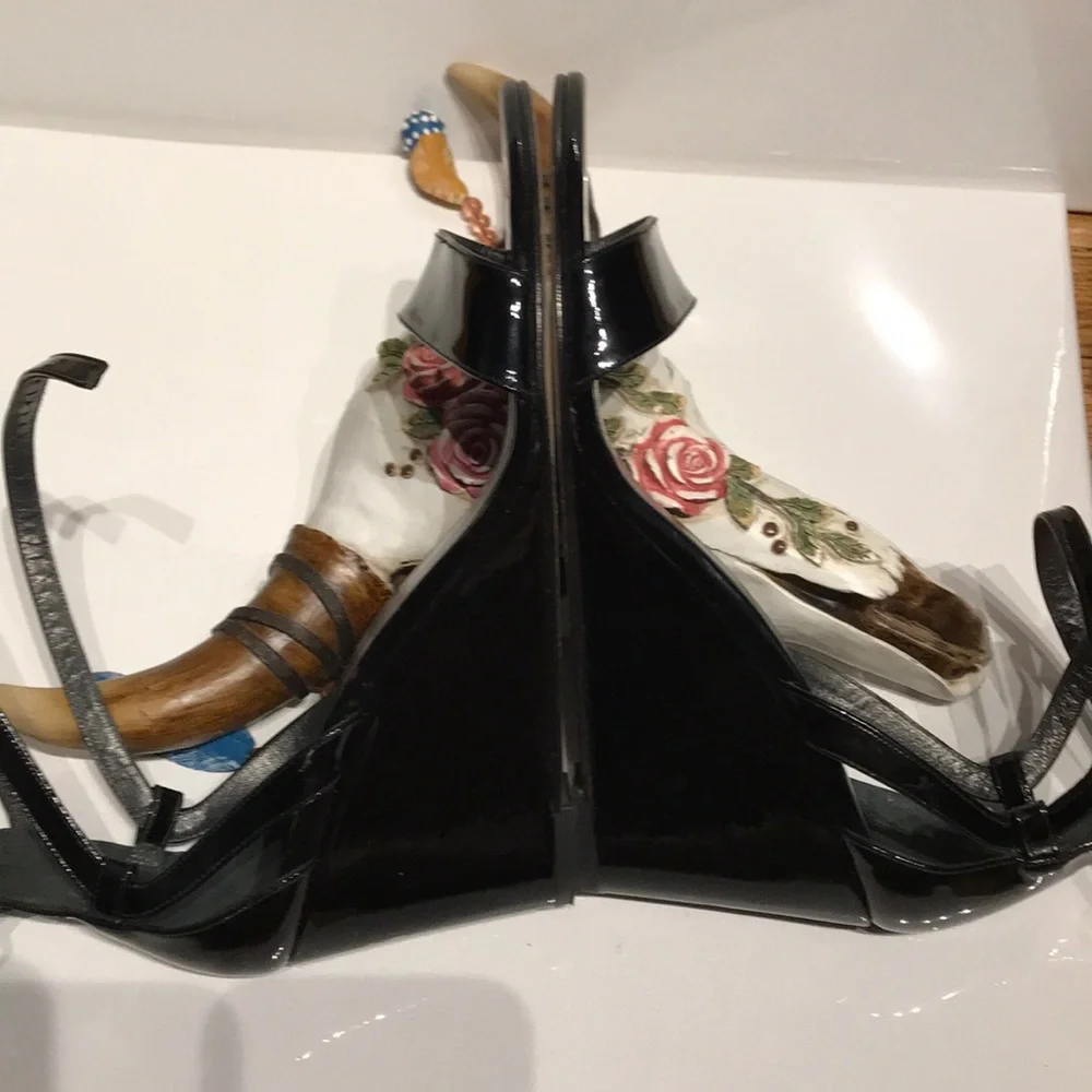 Stuart Weizmann Leather Glossy Sandals Crisscross Vintage Y2k Heels shiny 90s 8